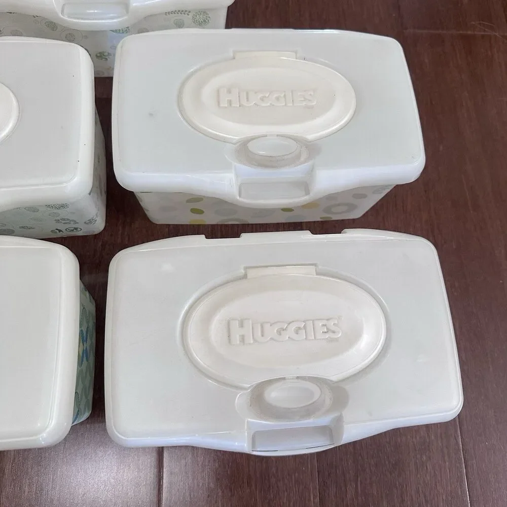 Huggies Baby Wipes Lot Of 5 EMPTY Containers Blue Green Pop Up Refillable